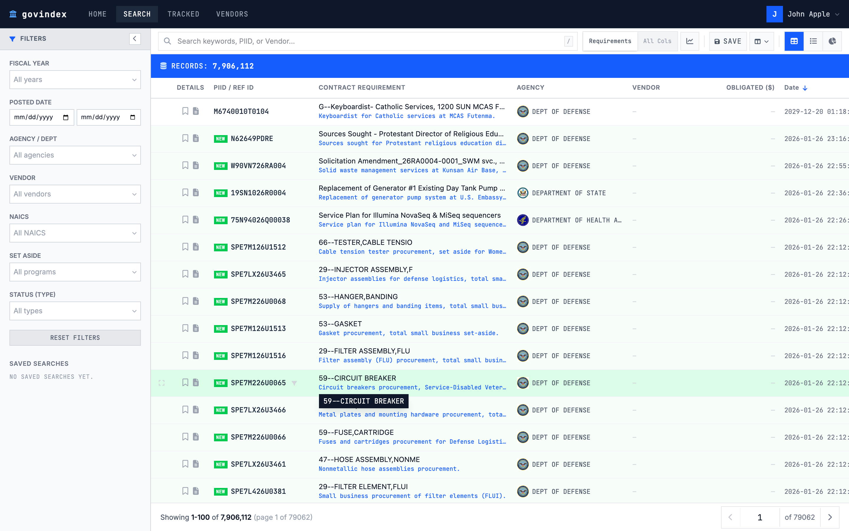 GovIndex search interface